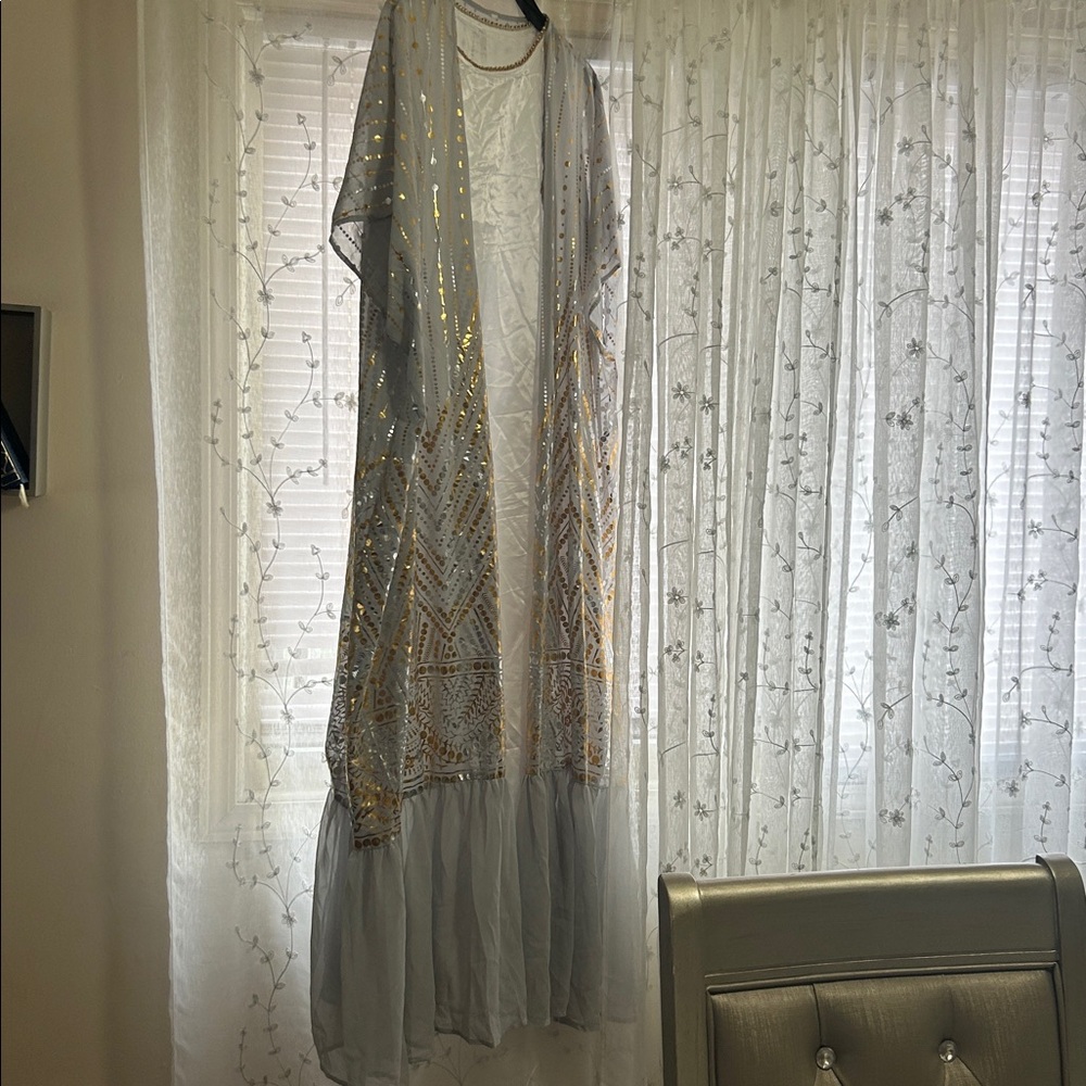 Elegant Gold and Silver Embellished Dress